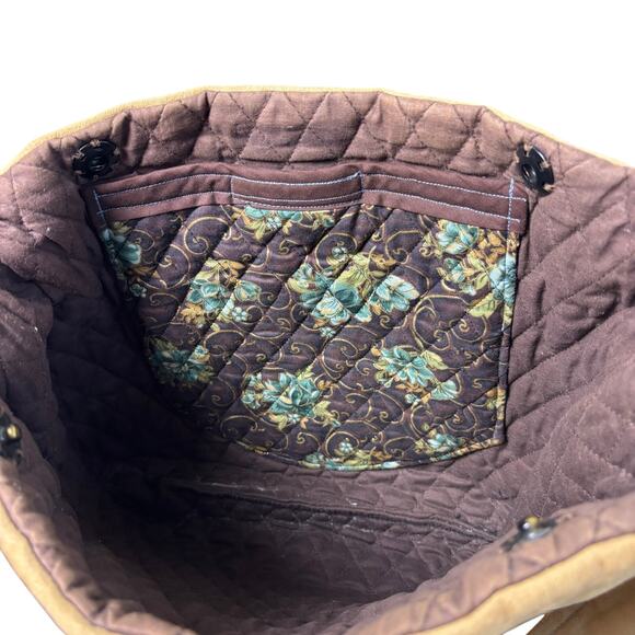 Tan & Brown Button Tote Bag - Picture 2 of 6